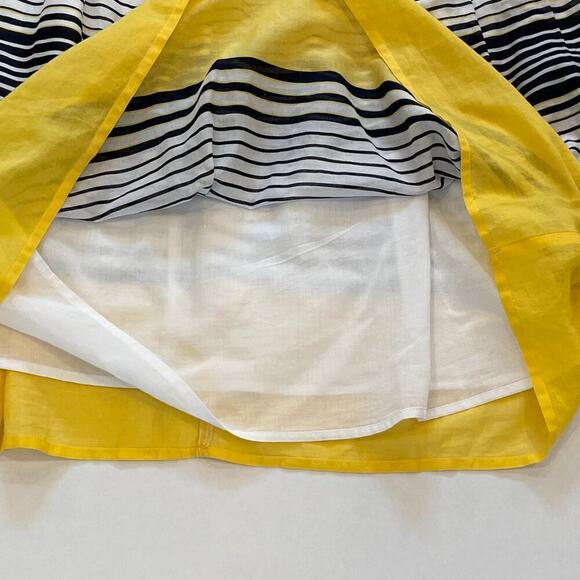 Talbots Cotton Navy, White, Yellow Stripe Sleeveless Full Dress, Size 10 - Picture 7 of 12